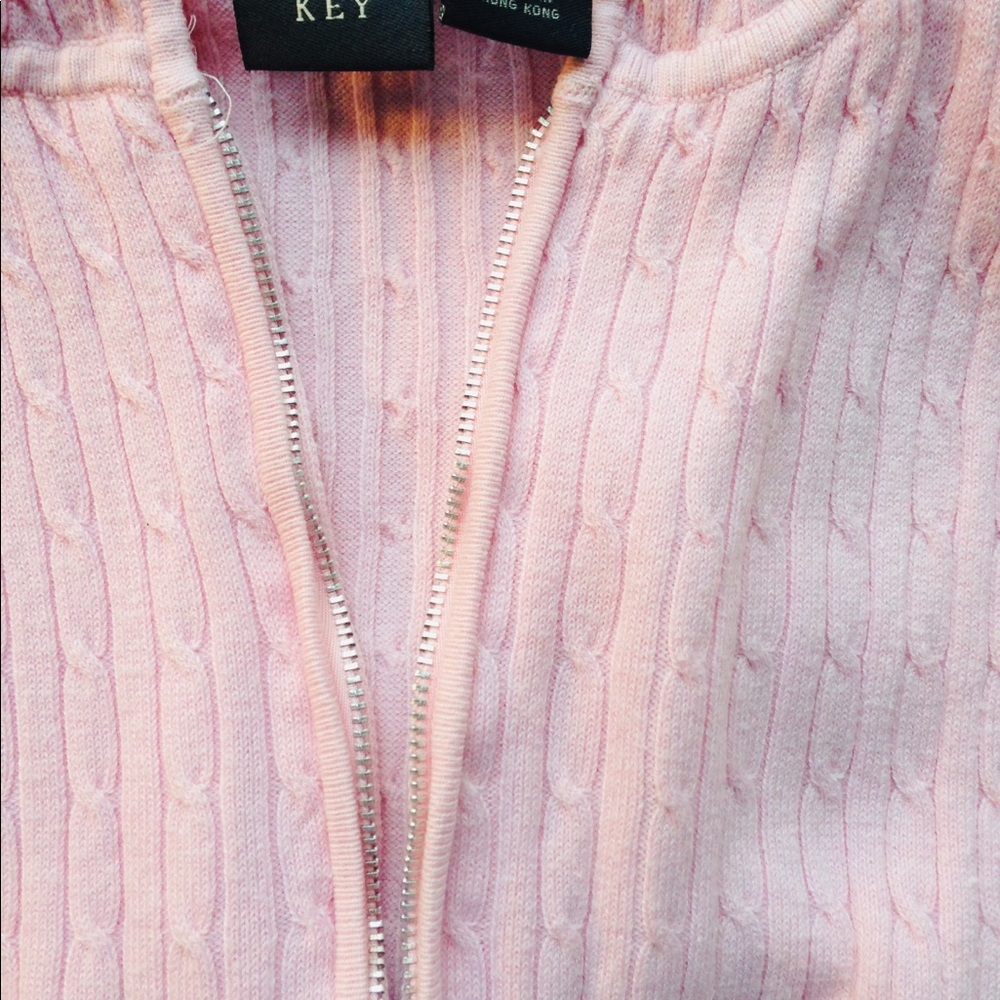 Pink Cable Knit Zip-Up Sweater - Copper Key - Picture 3 of 6